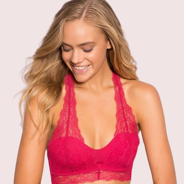 Dark pink lace bralette