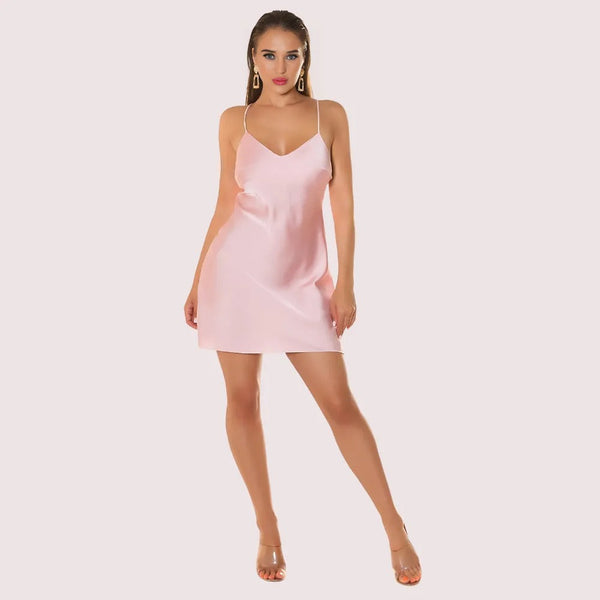 Sun-kissed satin backless party dress