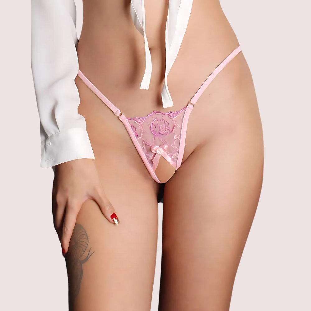 Sheer lace G-string thong