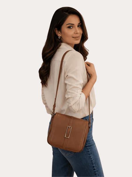 Classic Caramel Elegance Sling Bag