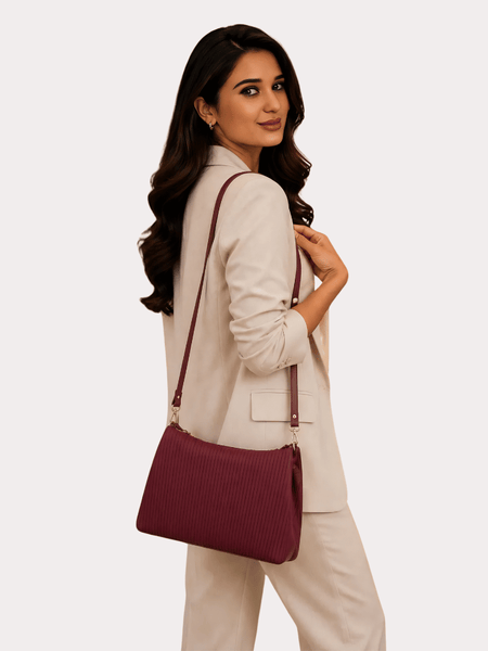 Velvet Wine Elegance Shoulder Bag