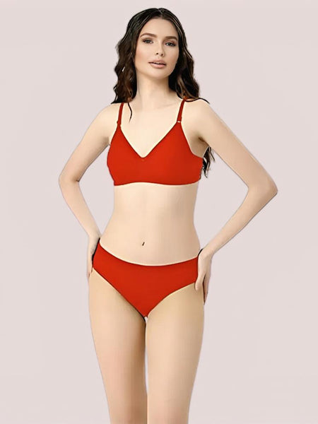 Cherry Hug – Red Cotton Bra & Panty Set