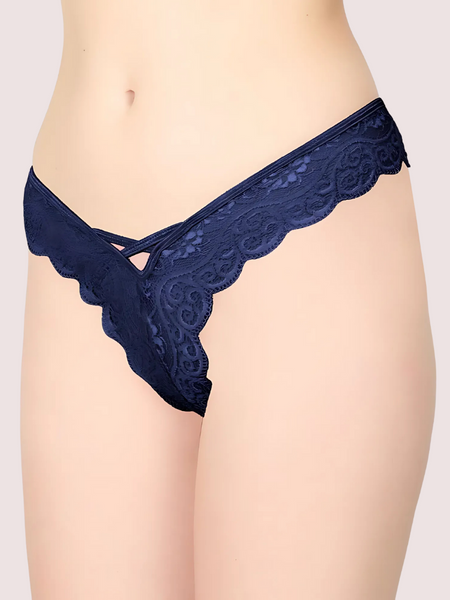 Blue Lace Design Women's Thongs ( Pack of 1 )
