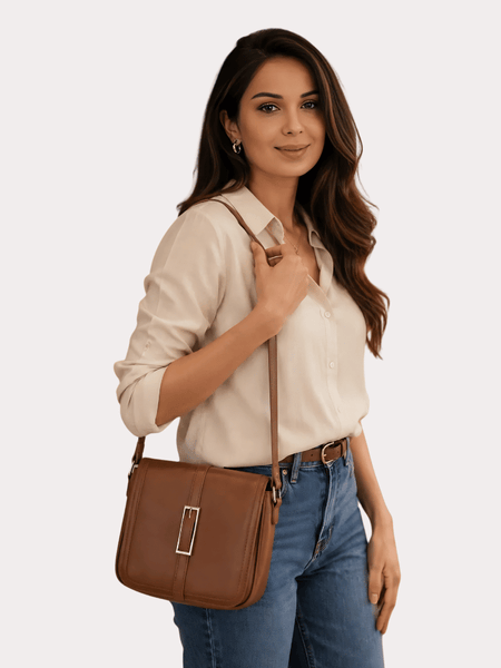 Classic Caramel Elegance Sling Bag