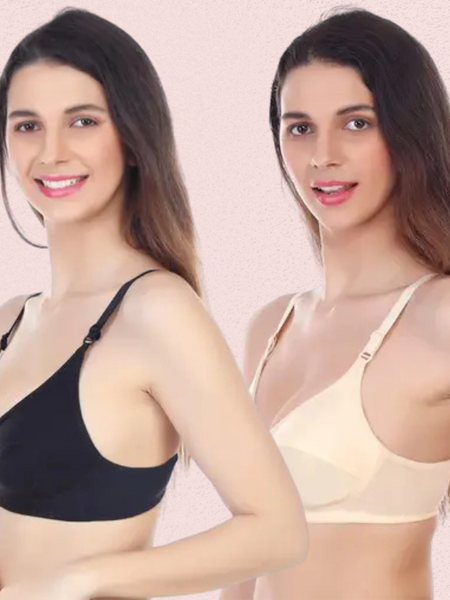 महिलाओं के लिए रोज़ाना पहनने वाली कॉटन नॉन-पैडेड ब्रा (2 का पैक)