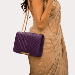 Royal Orchid Quilted Chain Sling Bag