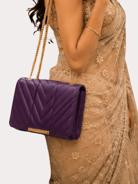 Royal Orchid Quilted Chain Sling Bag