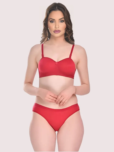 एक मोहक लुक के लिए पैडेड कॉटन ब्रा पैंटी सेट (2 का पैक)