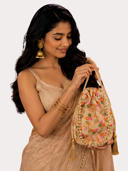 RoyalBloom Embroidered Potli Bag for Women