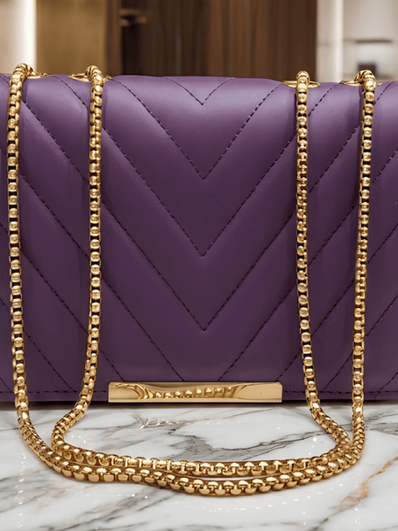 Royal Orchid Quilted Chain Sling Bag