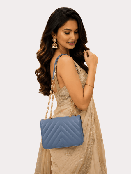 SkyLuxe Chevron Blue Sling Bag for Women