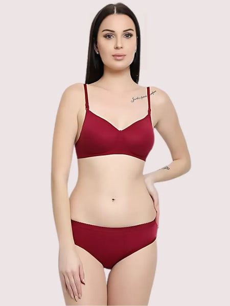 हल्के पैडेड ब्रा और सॉफ्ट कॉटन पैंटी सेट (2 का पैक)