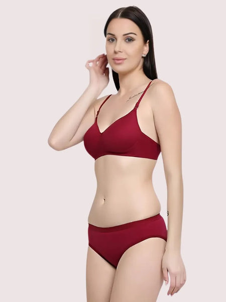हल्के पैडेड ब्रा और सॉफ्ट कॉटन पैंटी सेट (2 का पैक)