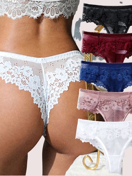 Beautiful Low Waist Thong Panties Pack (of 5)