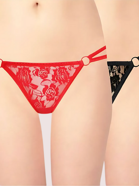 Women's Lace G String & Thong Panties (Pack of 2)