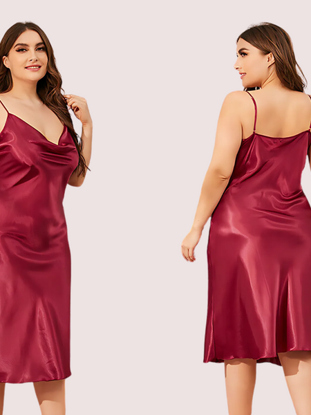 प्लस साइज़ क्लासिक सैटिन स्लीपवियर (4XL-5XL)