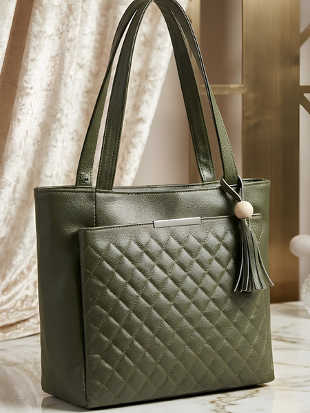 Olive Grace Quilted Tote Bag