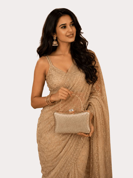 Champagne Glow Luxe Evening Clutch Bag