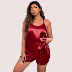 Midnight Glow Silk Cami & Shorts – Plus Size