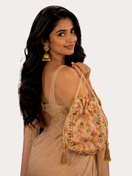 RoyalBloom Embroidered Potli Bag for Women