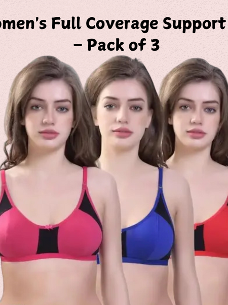 Women’s Full Coverage Support Bra – Pack of 3