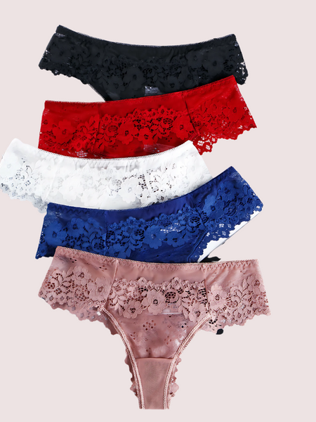Beautiful Low Waist Thong Panties Pack (of 5)