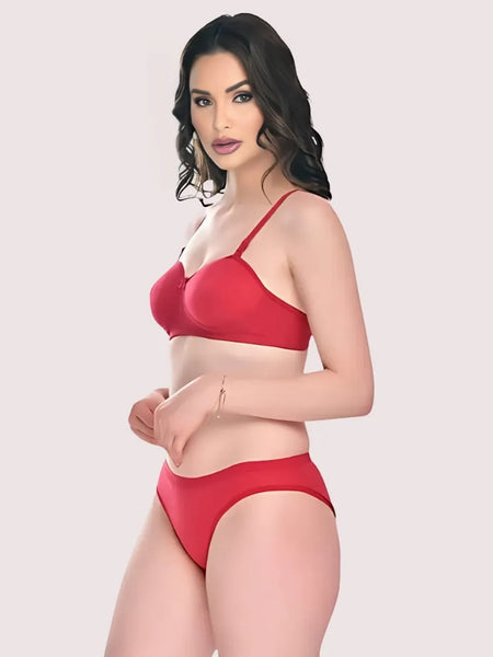 एक मोहक लुक के लिए पैडेड कॉटन ब्रा पैंटी सेट (2 का पैक)