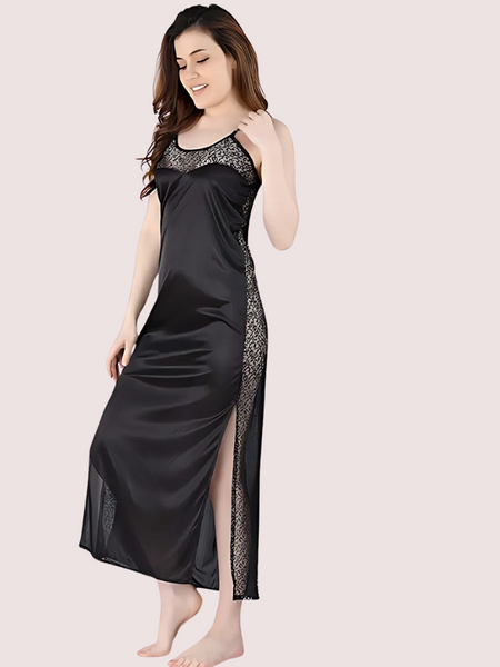 Elegant Lace Seductive Black Nightgown