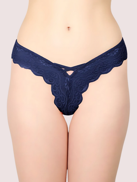 Blue Lace Design Women's Thongs ( Pack of 1 )