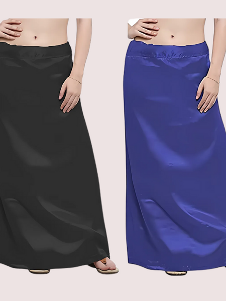 Black & Blue Satin Petticoat Combo (Free Size)