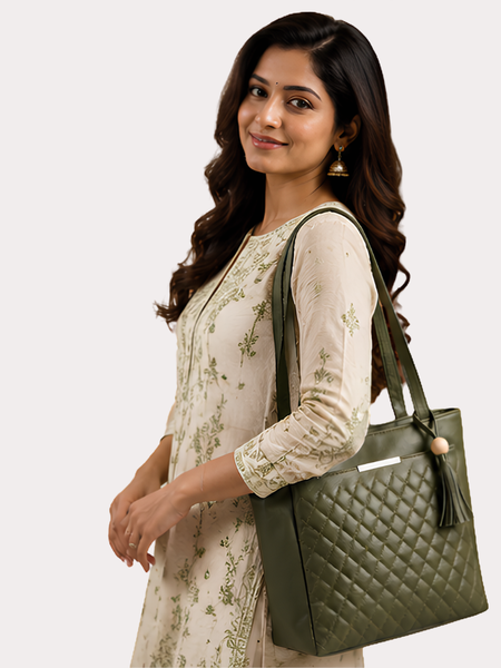 Olive Grace Quilted Tote Bag