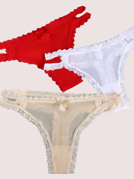 Women's Hollow Lace Thongs Brief Underwear