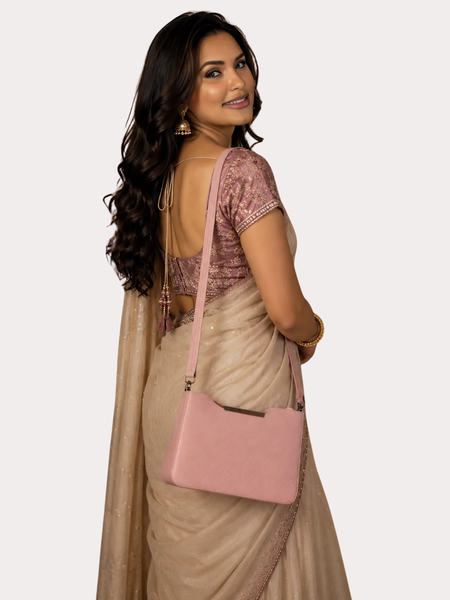 BlushAura Textured Pink Sling Bag for Women