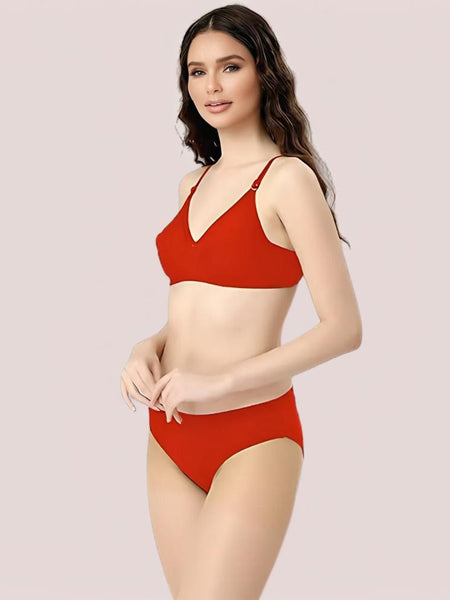 Cherry Hug – Red Cotton Bra & Panty Set