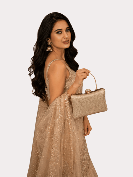 Champagne Glow Luxe Evening Clutch Bag