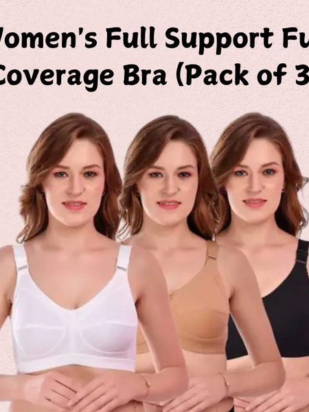 Women’s Full Support Full Coverage Bra (Pack of 3)